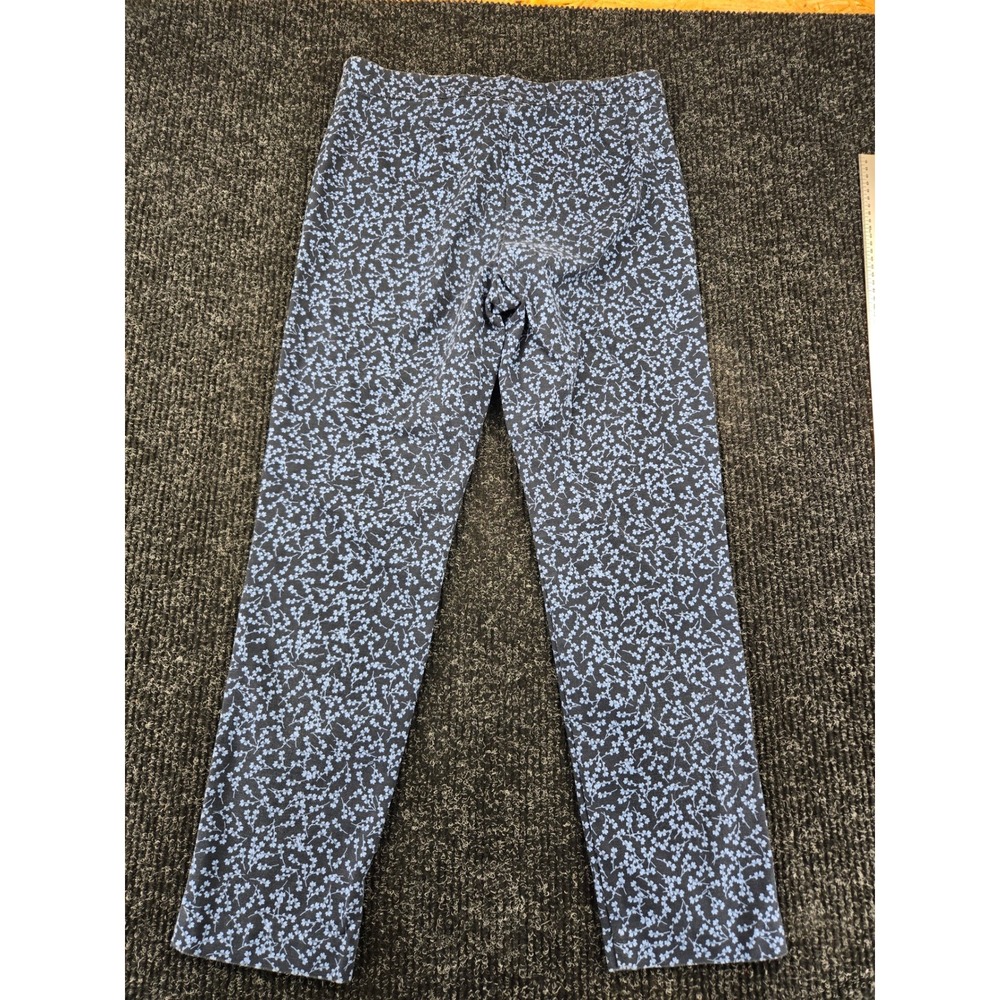 J. Jill Womens Navy Blue Floral Slim Leg Ankle Pants Size 8 Cotton Blend Stretch - Picture 8 of 9